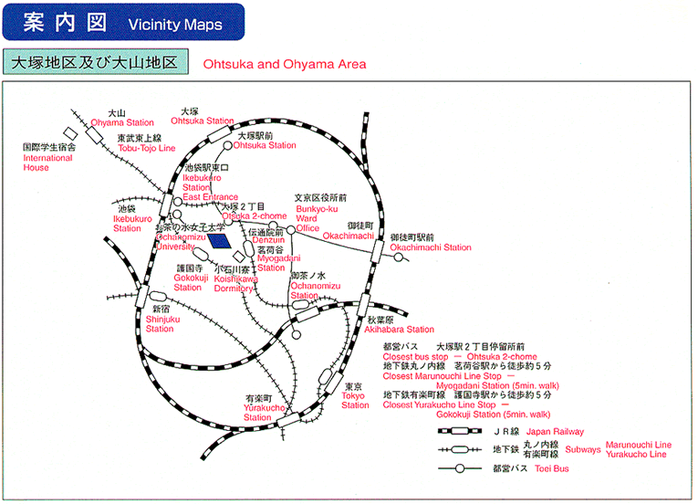 大塚地区及び大山地区の路線図